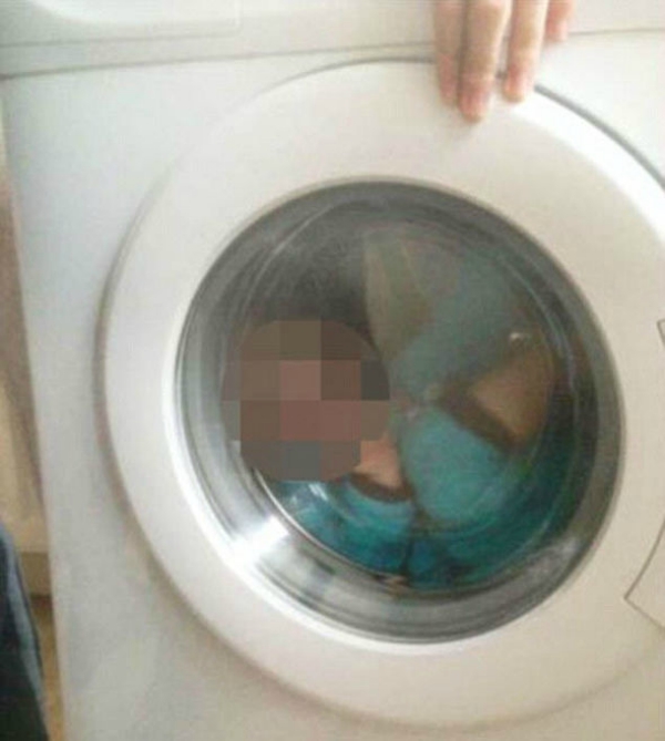 baby in washing machine 
